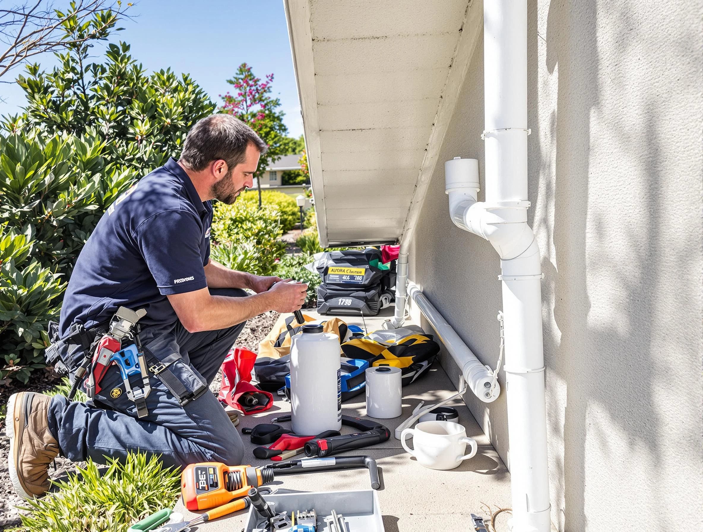 Beachwood Roofing Company expert fixing a downspout in Beachwood, OH