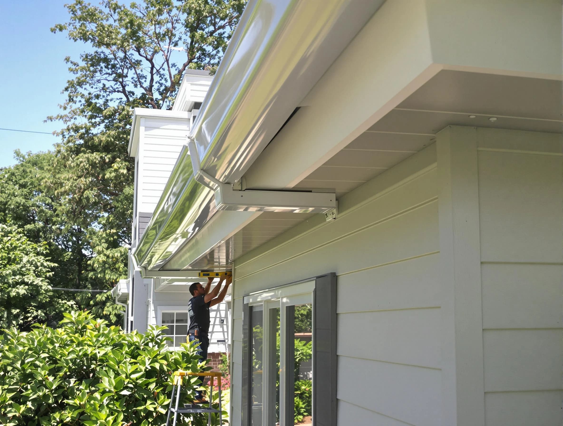 Properly aligned gutter system installed by Beachwood Roofing Company in Beachwood, OH