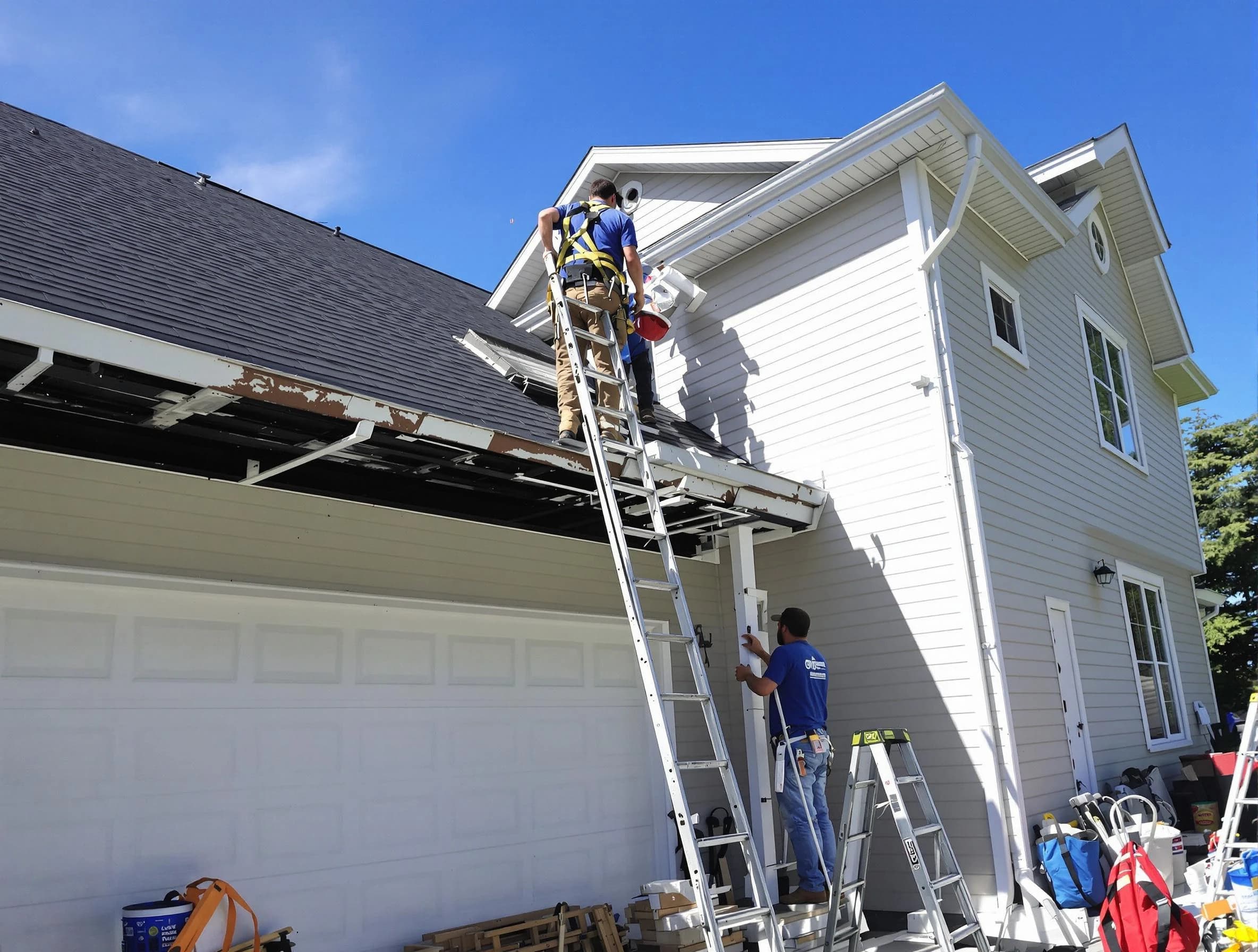 Newly replaced gutters by Beachwood Roofing Company in Beachwood, OH