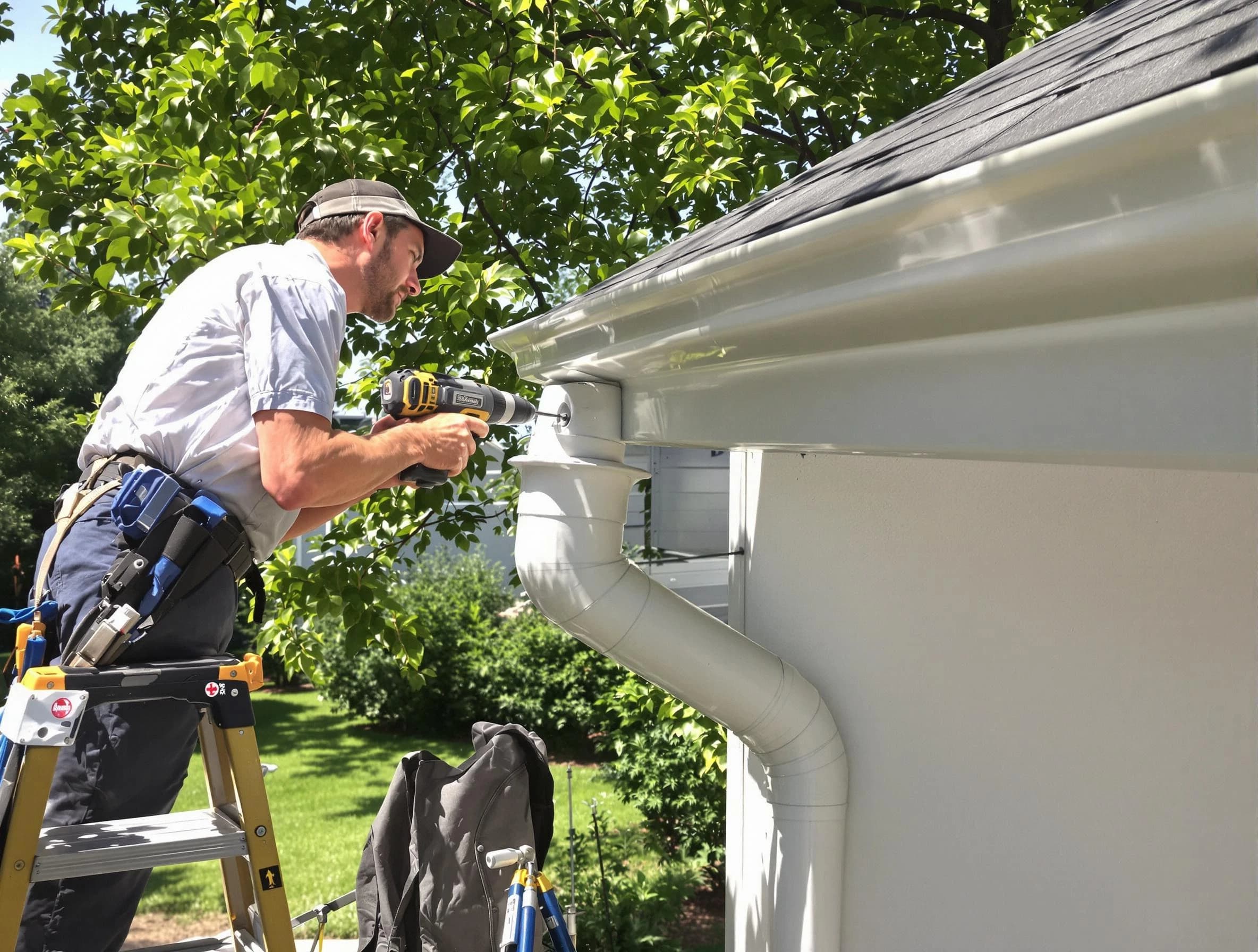 Properly installed rain gutters by Beachwood Roofing Company in Beachwood, OH